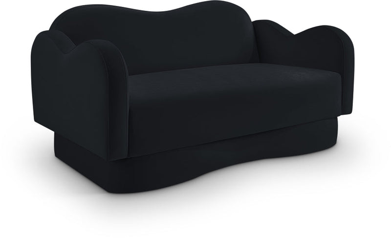 Bloom 58" Velvet Upholstered Upholstered Loveseat in Black - 44007Black-L
