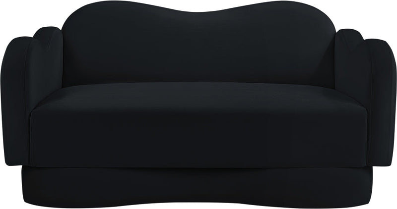 Bloom 58" Velvet Upholstered Upholstered Loveseat in Black - 44007Black-L