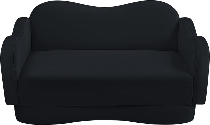 Bloom 58" Velvet Upholstered Upholstered Loveseat in Black - 44007Black-L