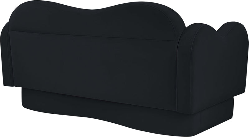 Bloom 58" Velvet Upholstered Upholstered Loveseat in Black - 44007Black-L