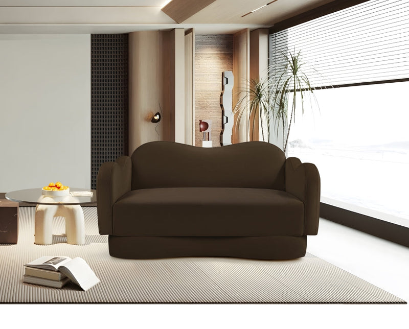 Bloom 58" Velvet Upholstered Upholstered Loveseat in Brown - 44007Brown-L