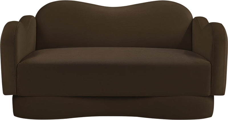 Bloom 58" Velvet Upholstered Upholstered Loveseat in Brown - 44007Brown-L