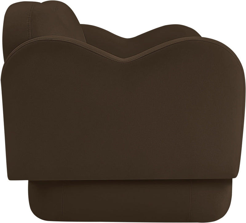Bloom 58" Velvet Upholstered Upholstered Loveseat in Brown - 44007Brown-L