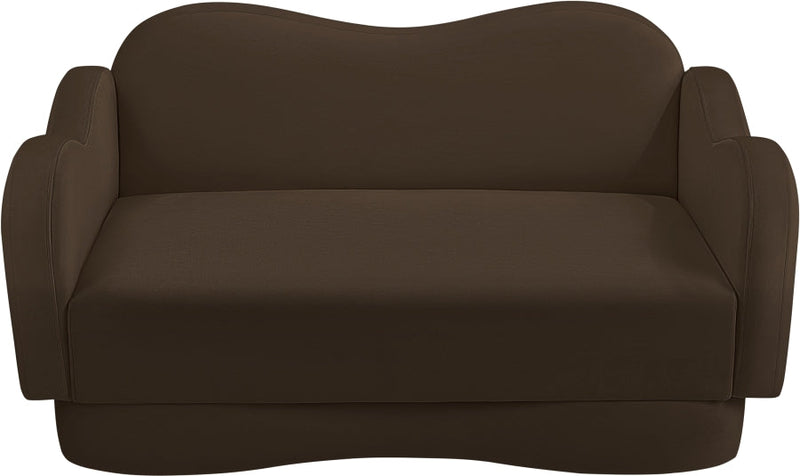 Bloom 58" Velvet Upholstered Upholstered Loveseat in Brown - 44007Brown-L