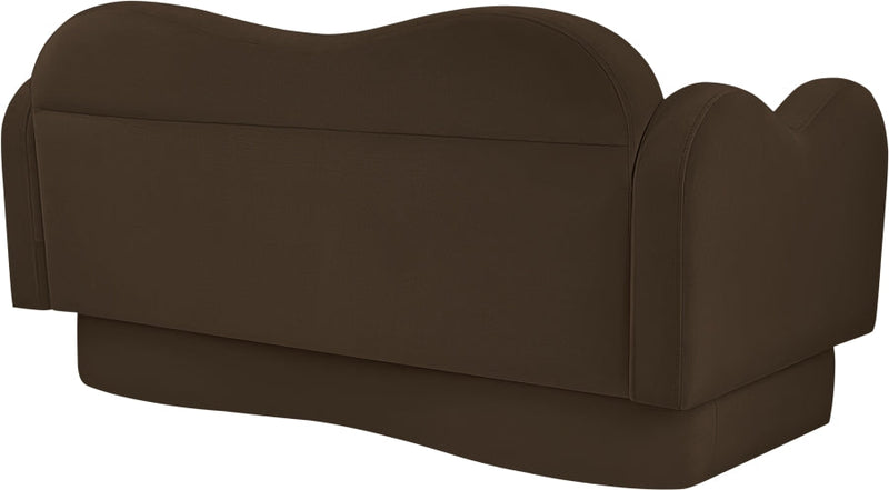 Bloom 58" Velvet Upholstered Upholstered Loveseat in Brown - 44007Brown-L