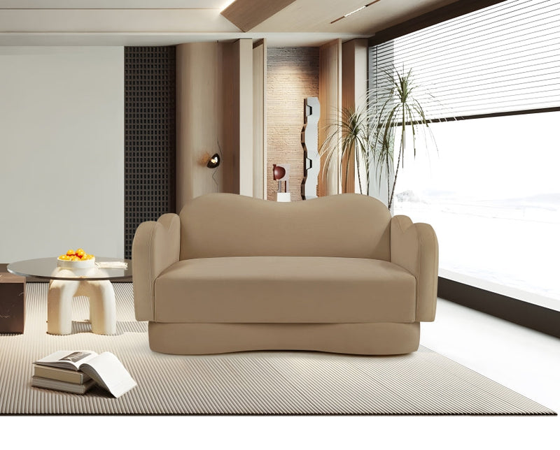 Bloom 58" Velvet Upholstered Upholstered Loveseat in Camel - 44007Camel-L