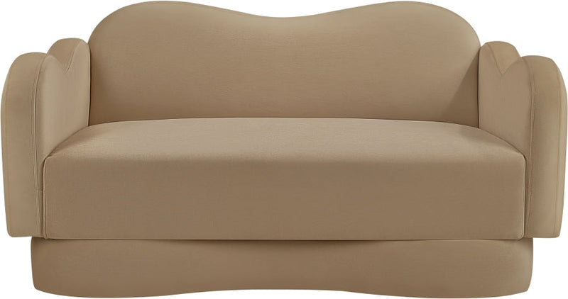 Bloom 58" Velvet Upholstered Upholstered Loveseat in Camel - 44007Camel-L