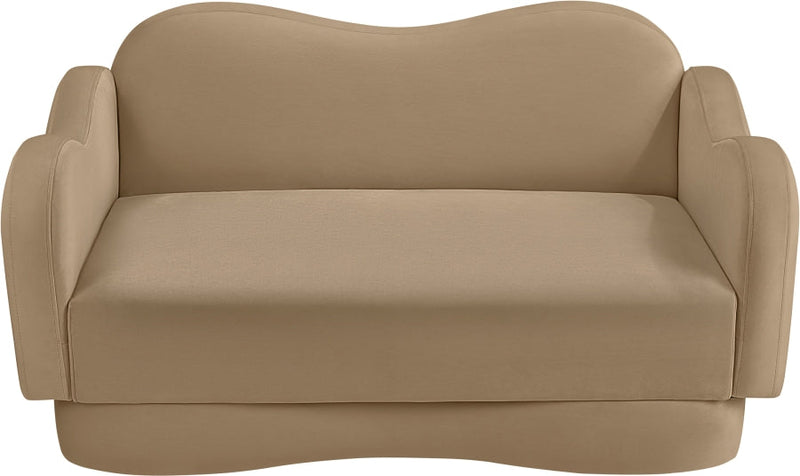 Bloom 58" Velvet Upholstered Upholstered Loveseat in Camel - 44007Camel-L