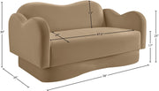 Bloom 58" Velvet Upholstered Upholstered Loveseat in Camel - 44007Camel-L