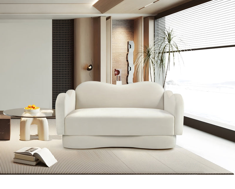Bloom 58" Velvet Upholstered Upholstered Loveseat in Cream - 44007Cream-L