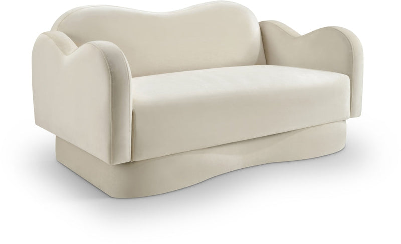 Bloom 58" Velvet Upholstered Upholstered Loveseat in Cream - 44007Cream-L