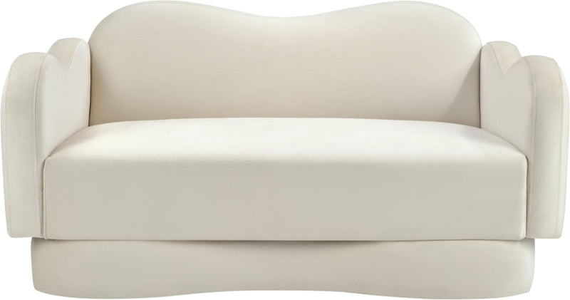 Bloom 58" Velvet Upholstered Upholstered Loveseat in Cream - 44007Cream-L