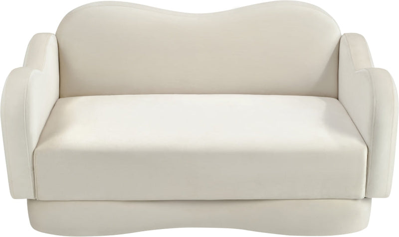 Bloom 58" Velvet Upholstered Upholstered Loveseat in Cream - 44007Cream-L