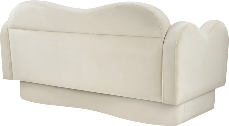 Bloom 58" Velvet Upholstered Upholstered Loveseat in Cream - 44007Cream-L
