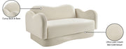 Bloom 58" Velvet Upholstered Upholstered Loveseat in Cream - 44007Cream-L