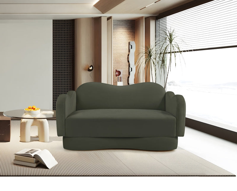 Bloom 58" Velvet Upholstered Upholstered Loveseat in Green - 44007Green-L