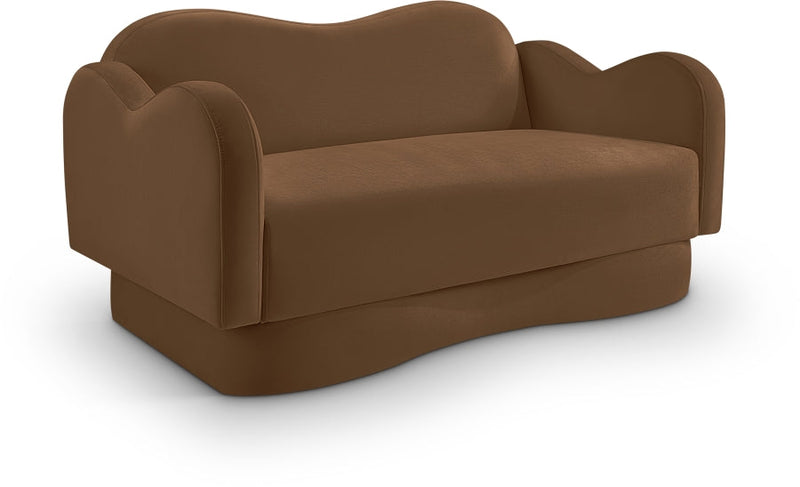 Bloom 58" Velvet Upholstered Upholstered Loveseat in Saddle - 44007Saddle-L