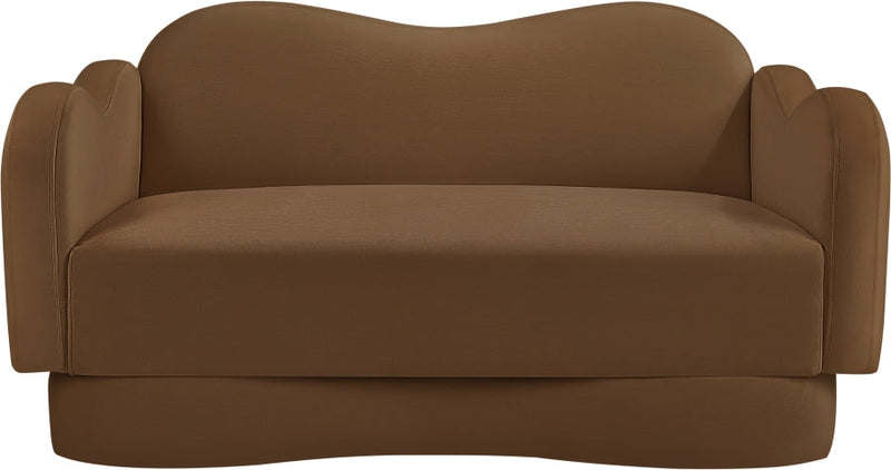 Bloom 58" Velvet Upholstered Upholstered Loveseat in Saddle - 44007Saddle-L