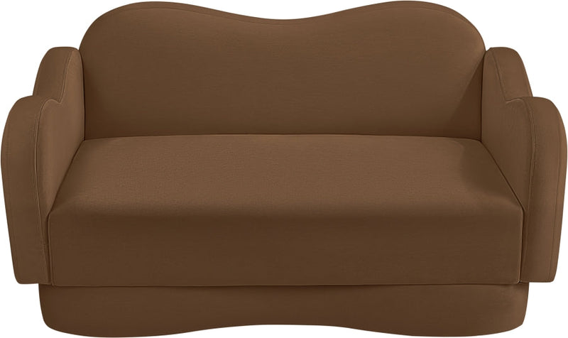Bloom 58" Velvet Upholstered Upholstered Loveseat in Saddle - 44007Saddle-L
