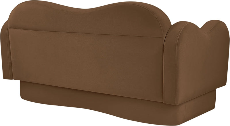 Bloom 58" Velvet Upholstered Upholstered Loveseat in Saddle - 44007Saddle-L