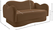 Bloom 58" Velvet Upholstered Upholstered Loveseat in Saddle - 44007Saddle-L