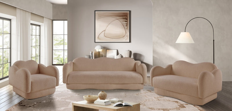 Bloom 82" Teddy Fabric Upholstered Upholstered Sofa in Beige - 44006Beige-S