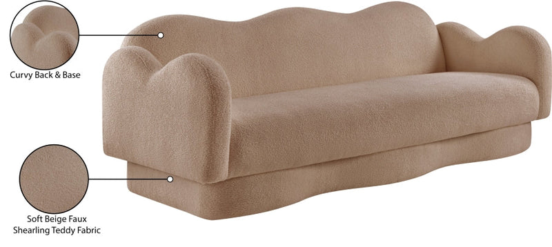 Bloom 82" Teddy Fabric Upholstered Upholstered Sofa in Beige - 44006Beige-S