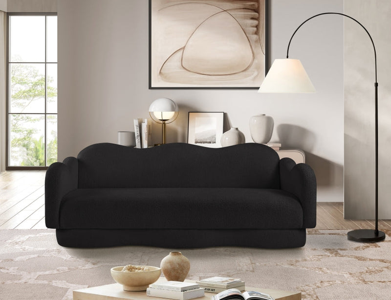 Bloom 82" Teddy Fabric Upholstered Upholstered Sofa in Black - 44006Black-S