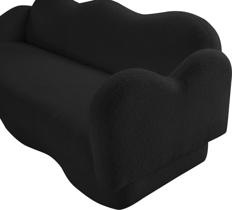 Bloom 82" Teddy Fabric Upholstered Upholstered Sofa in Black - 44006Black-S