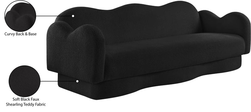 Bloom 82" Teddy Fabric Upholstered Upholstered Sofa in Black - 44006Black-S