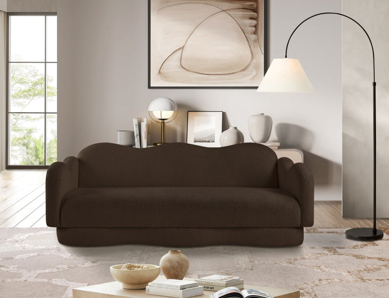 Bloom 82" Teddy Fabric Upholstered Upholstered Sofa in Brown - 44006Brown-S