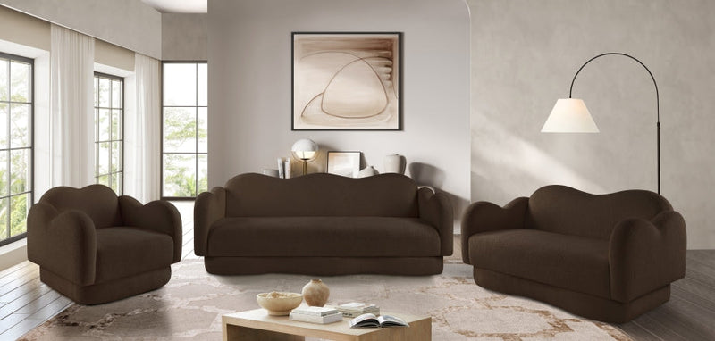 Bloom 82" Teddy Fabric Upholstered Upholstered Sofa in Brown - 44006Brown-S