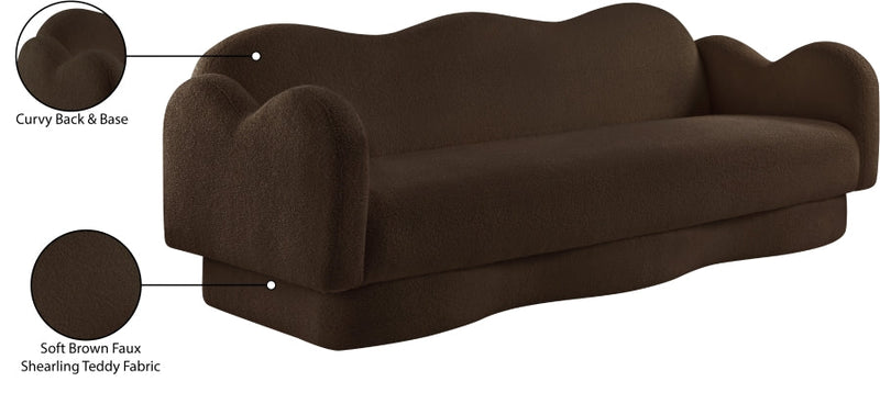Bloom 82" Teddy Fabric Upholstered Upholstered Sofa in Brown - 44006Brown-S