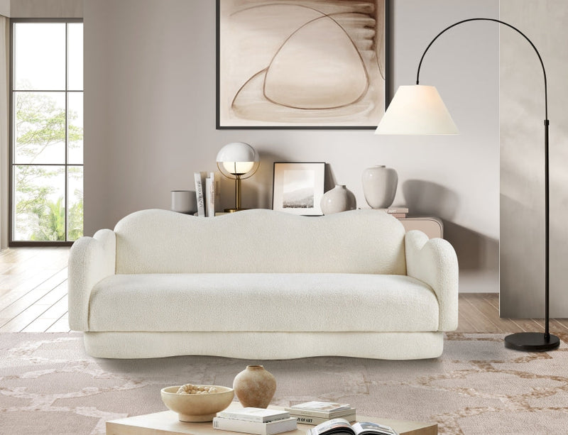 Bloom 82" Teddy Fabric Upholstered Upholstered Sofa in Cream - 44006Cream-S