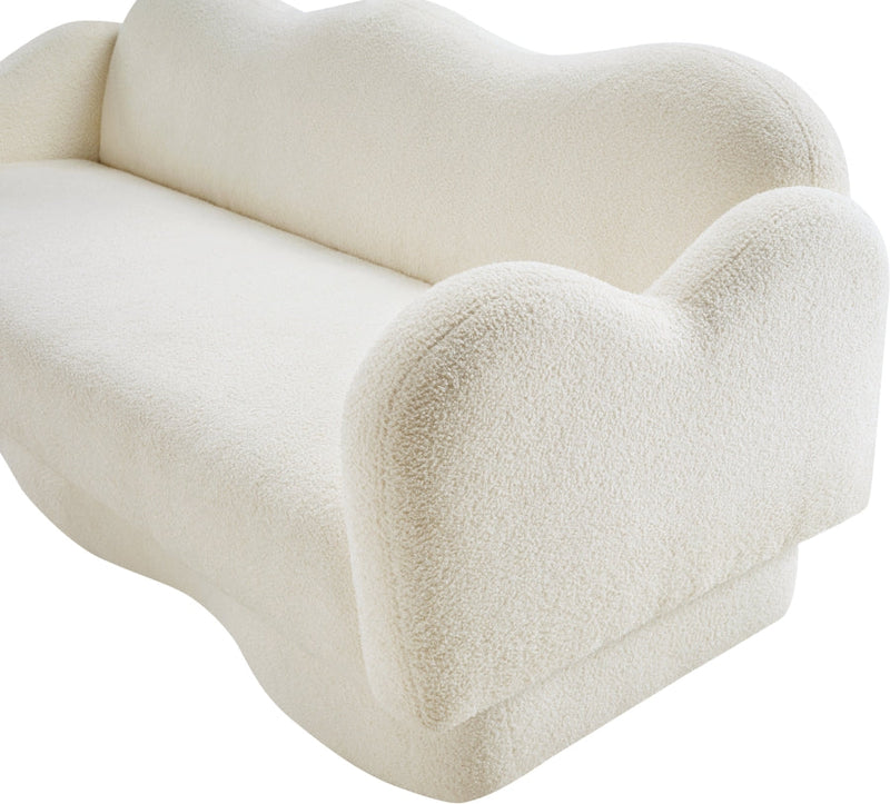 Bloom 82" Teddy Fabric Upholstered Upholstered Sofa in Cream - 44006Cream-S