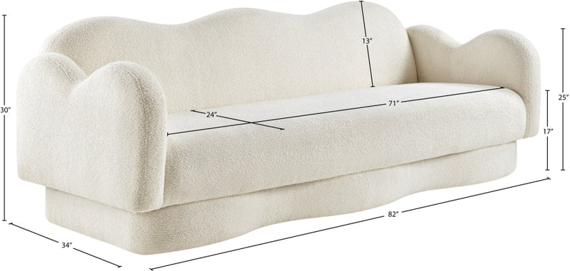Bloom 82" Teddy Fabric Upholstered Upholstered Sofa in Cream - 44006Cream-S