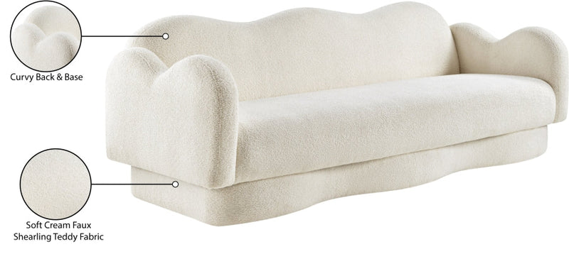 Bloom 82" Teddy Fabric Upholstered Upholstered Sofa in Cream - 44006Cream-S