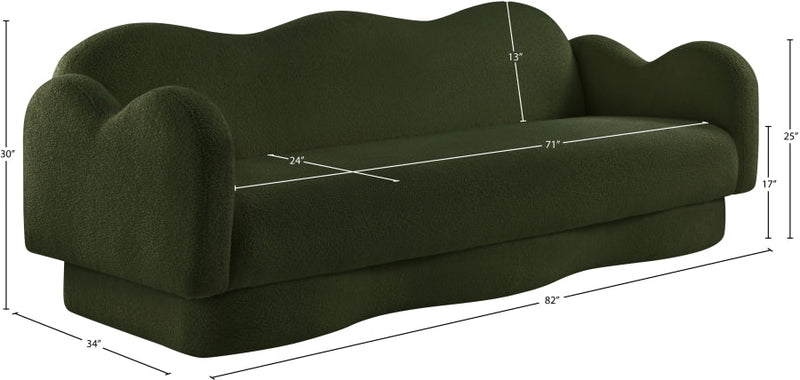 Bloom 82" Teddy Fabric Upholstered Upholstered Sofa in Green - 44006Green-S