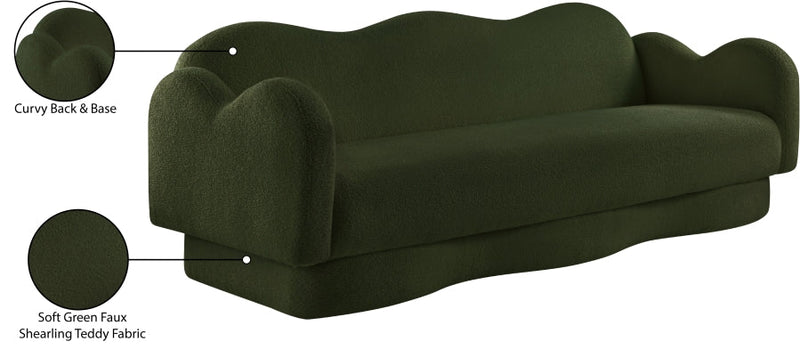 Bloom 82" Teddy Fabric Upholstered Upholstered Sofa in Green - 44006Green-S