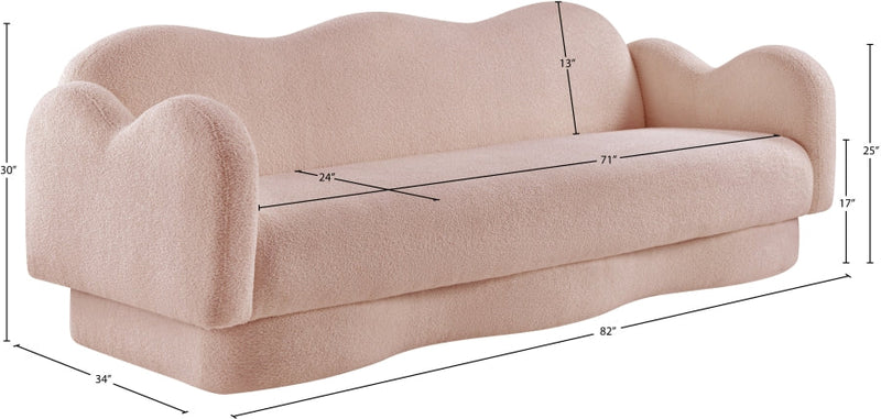 Bloom 82" Teddy Fabric Upholstered Upholstered Sofa in Pink - 44006Pink-S