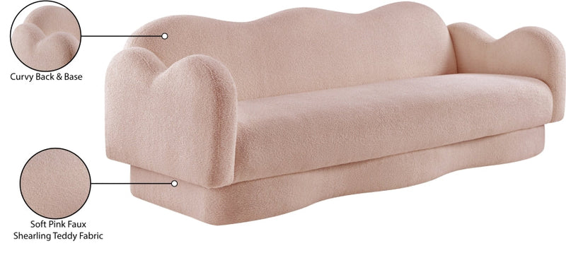Bloom 82" Teddy Fabric Upholstered Upholstered Sofa in Pink - 44006Pink-S