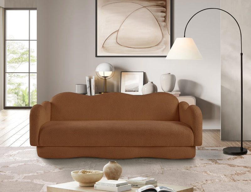 Bloom 82" Teddy Fabric Upholstered Upholstered Sofa in Saddle - 44006Saddle-S