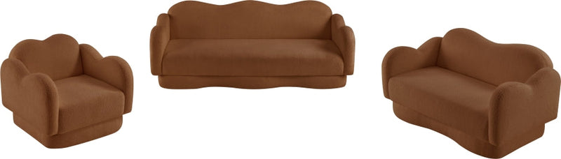 Bloom 82" Teddy Fabric Upholstered Upholstered Sofa in Saddle - 44006Saddle-S