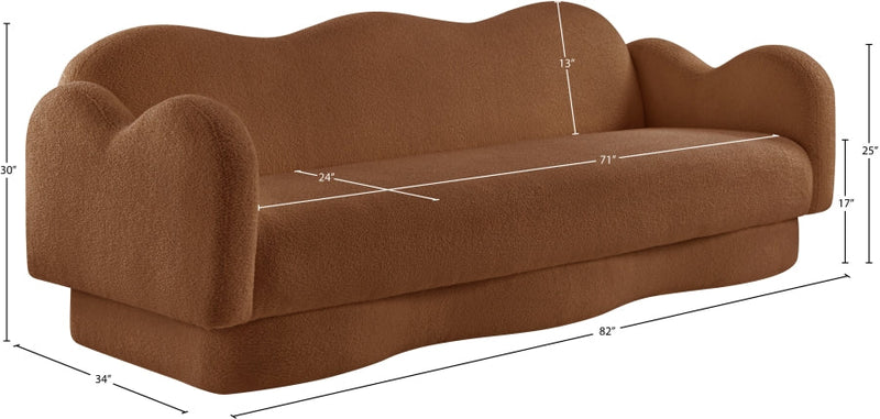 Bloom 82" Teddy Fabric Upholstered Upholstered Sofa in Saddle - 44006Saddle-S