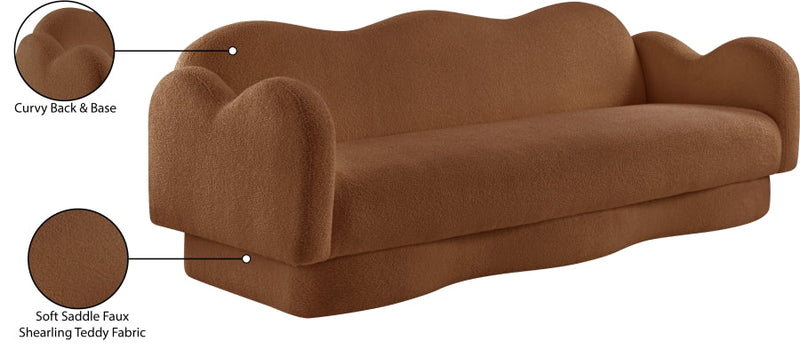 Bloom 82" Teddy Fabric Upholstered Upholstered Sofa in Saddle - 44006Saddle-S