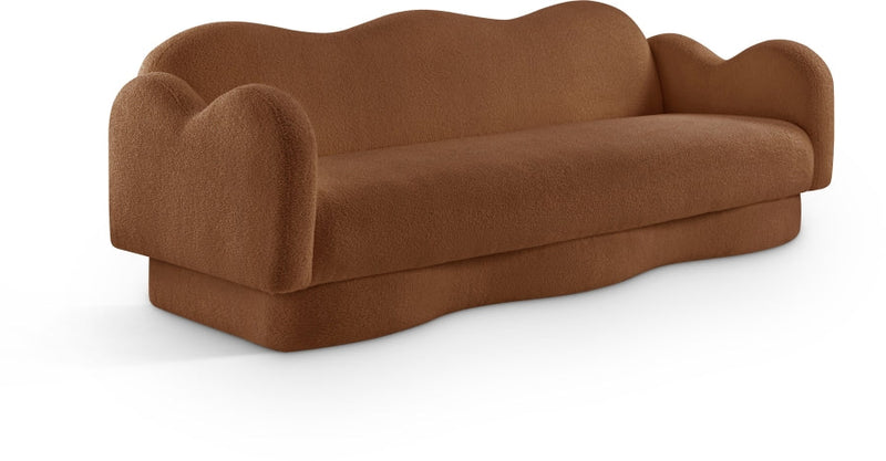 Bloom 82" Teddy Fabric Upholstered Upholstered Sofa in Saddle - 44006Saddle-S