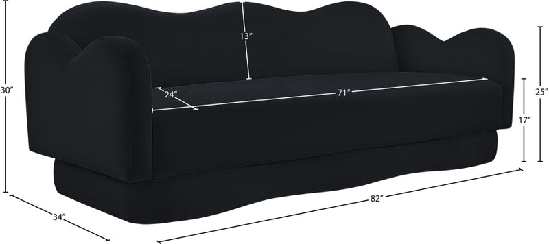Bloom 82" Velvet Upholstered Upholstered Sofa in Black - 44007Black-S