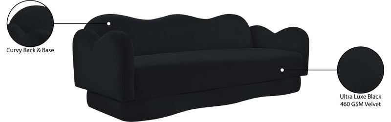 Bloom 82" Velvet Upholstered Upholstered Sofa in Black - 44007Black-S