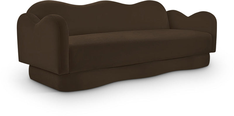 Bloom 82" Velvet Upholstered Upholstered Sofa in Brown - 44007Brown-S
