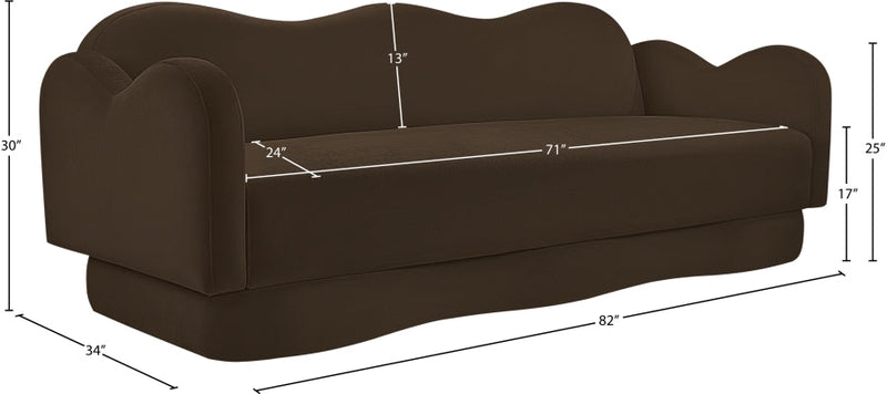 Bloom 82" Velvet Upholstered Upholstered Sofa in Brown - 44007Brown-S